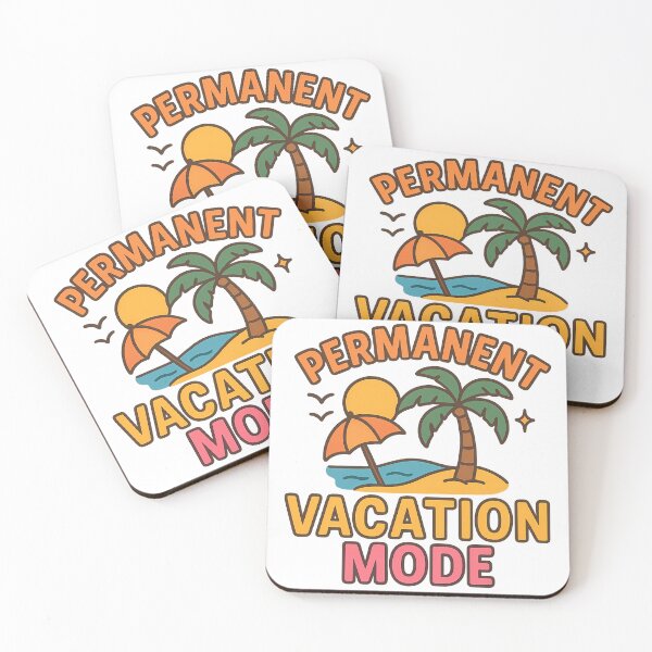 Item preview, Permanent Vacation Mode – Retro Beach Palm Tree & Sunset Design designed and sold by Happy Bag.