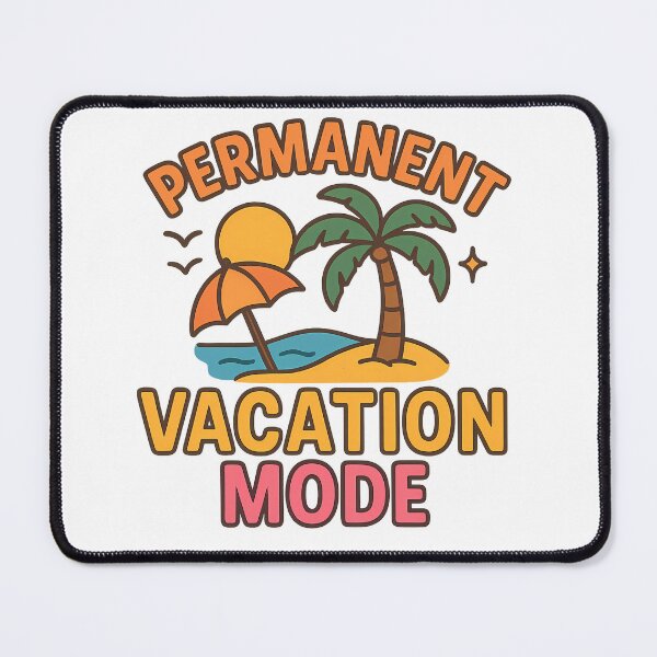 Item preview, Permanent Vacation Mode – Retro Beach Palm Tree & Sunset Design designed and sold by Happy Bag.