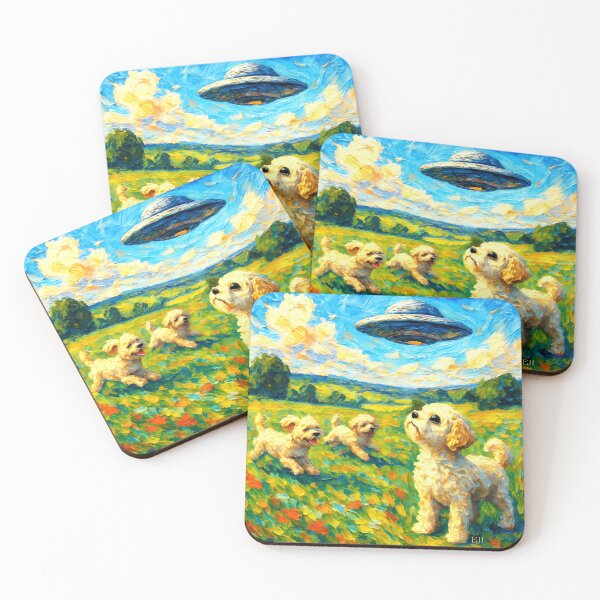 Item preview, Maltipoos with UFO - Textured ET Design designed and sold by Elloosh.