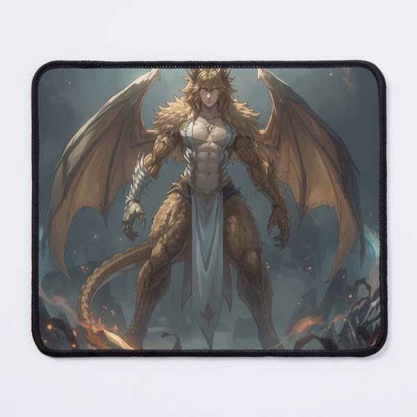 Item preview, Dragonborn Champion – Majestic Winged Warrior in Battle Stance designed and sold by DreamistStore.