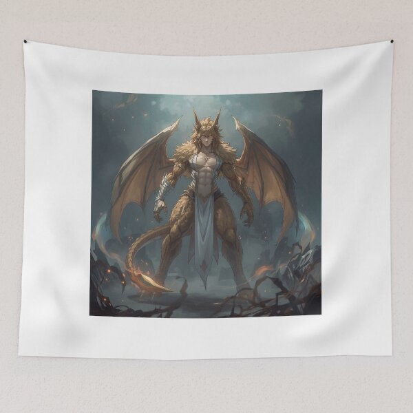 Item preview, Dragonborn Champion – Majestic Winged Warrior in Battle Stance designed and sold by DreamistStore.