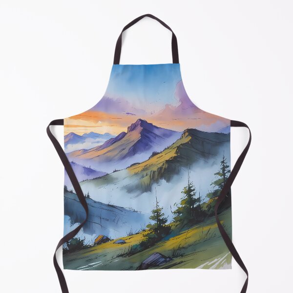 Item preview, Misty Mountain Landscape at Dawn – Watercolor Style with Soft Tones designed and sold by Dino-Lune.