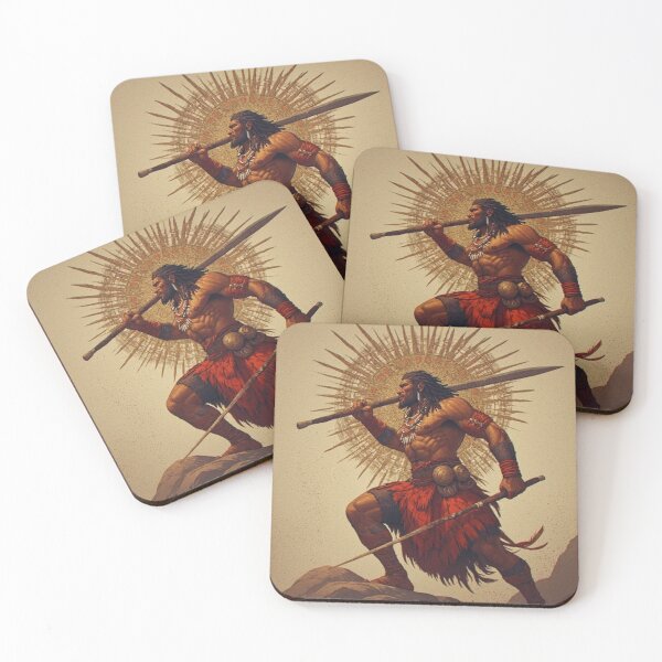 Item preview, Tribal Warrior with Spears – Powerful Heroic Artwork by NegarTv Designs designed and sold by NegarTv Designs.