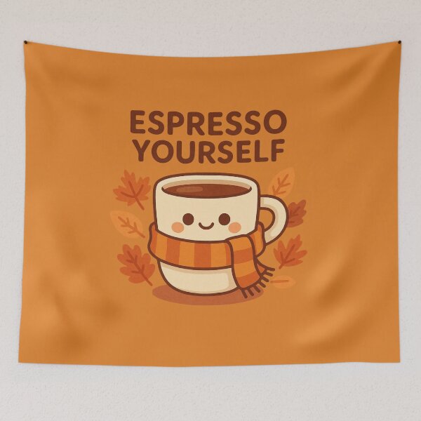Item preview, Espresso Yourself – Cozy Autumn Coffee Pun Illustration designed and sold by BloomKind.