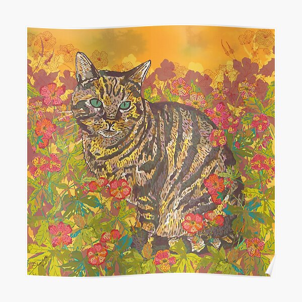 Tabby Cat Afternoon in the Sun Poster