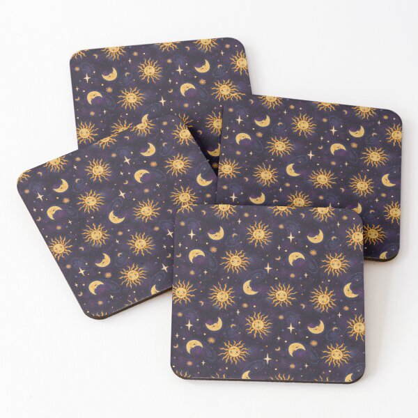 Item preview, Patrón Celestial Whimsy morado y dorado designed and sold by Ellador.