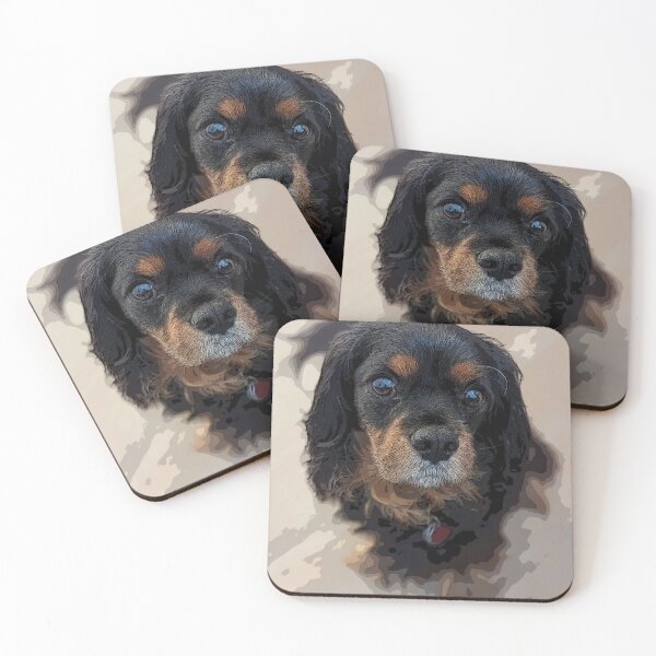 Item preview, Waggy Black and Tan Cavalier King Charles Spaniel designed and sold by Lisa Liberty.