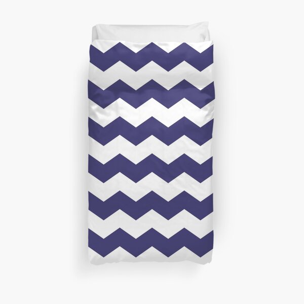 Navy Blue and White Chevron Print Duvet Cover