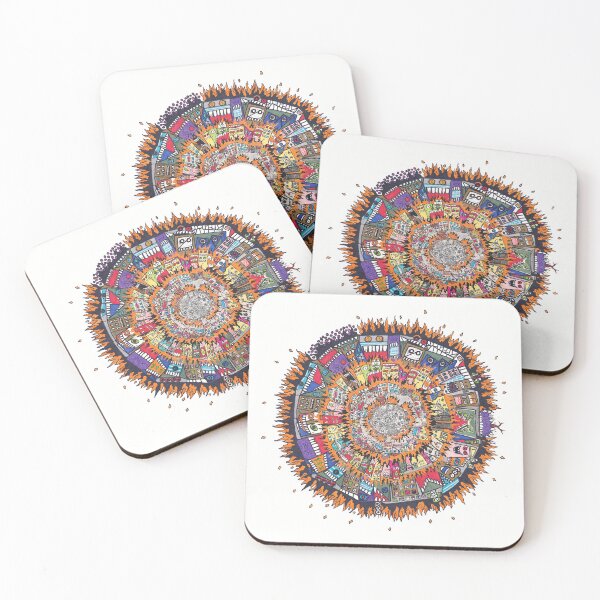 Item preview, MONSTRO-CITIES CONFLAGRATION BIAS MANDALA designed and sold by tinygetupstudio.