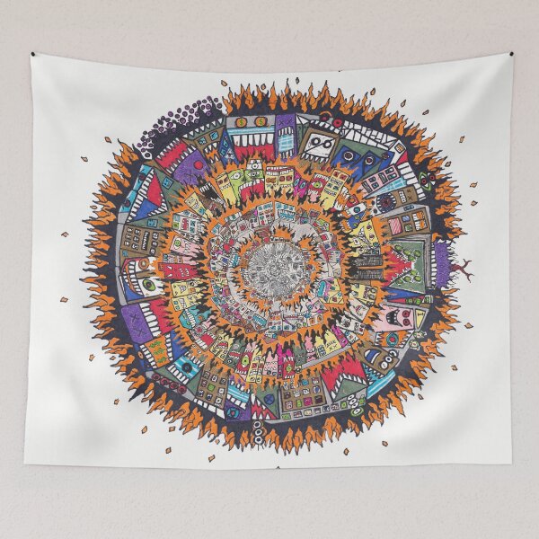 Item preview, MONSTRO-CITIES CONFLAGRATION BIAS MANDALA designed and sold by tinygetupstudio.