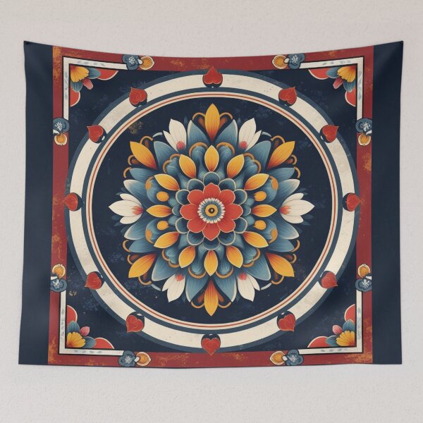 Item preview, Authentic Korean Dancheong Lotus Panel – Traditional Buddhist Temple Ceiling Design, Vintage Hand-Painted Ornament designed and sold by jelonkaa.