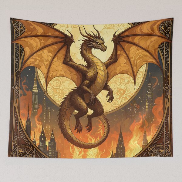 Item preview, Burning City Dragon designed and sold by ChanceTwoArt.