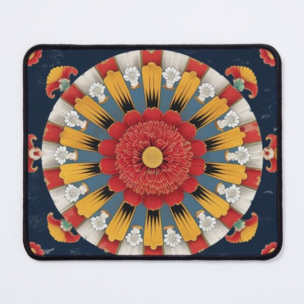 Item preview, Traditional Korean Dancheong Chrysanthemum Ceiling Panel – Authentic Buddhist Temple Decoration designed and sold by jelonkaa.
