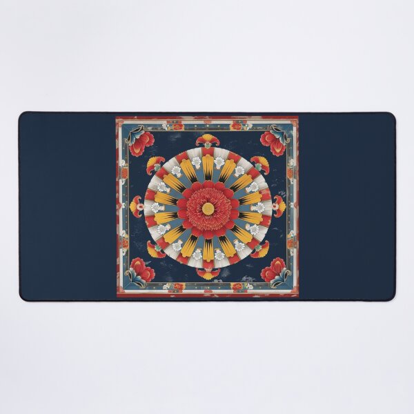Item preview, Traditional Korean Dancheong Chrysanthemum Ceiling Panel – Authentic Buddhist Temple Decoration designed and sold by jelonkaa.