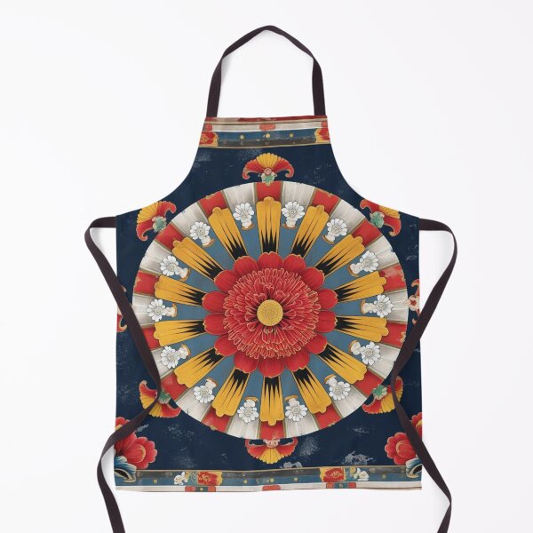 Item preview, Traditional Korean Dancheong Chrysanthemum Ceiling Panel – Authentic Buddhist Temple Decoration designed and sold by jelonkaa.