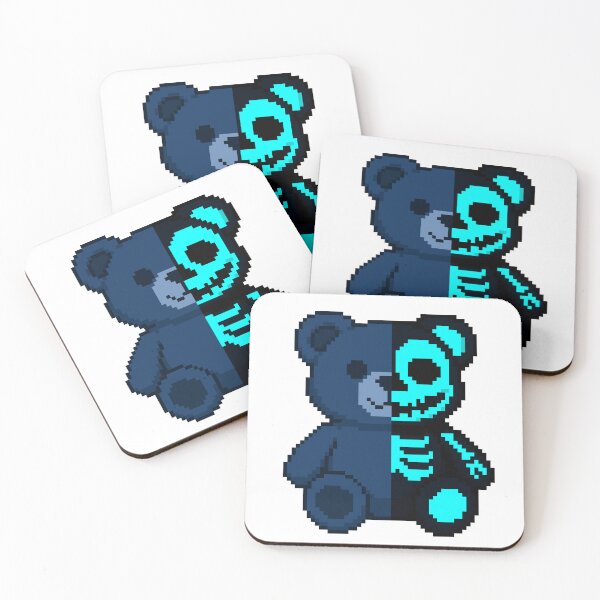 Item preview, Pixel Creepy-Cute Bear – Neon Blue Glow designed and sold by retro_pixel.