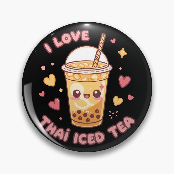 Artikelvorschau, Kawaii Thai Iced Tea – Süßes Bubble Tea Design mit Herz- und Milchwirbel entworfen und verkauft von Hans-Design.