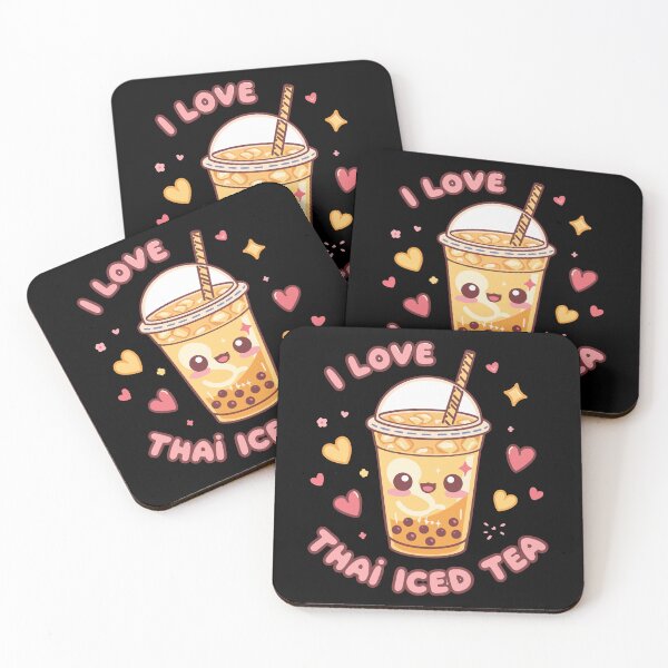 Item preview, Kawaii Thai Iced Tea – Cute bubble tea design with heart and milk swirls designed and sold by Hans-Design.