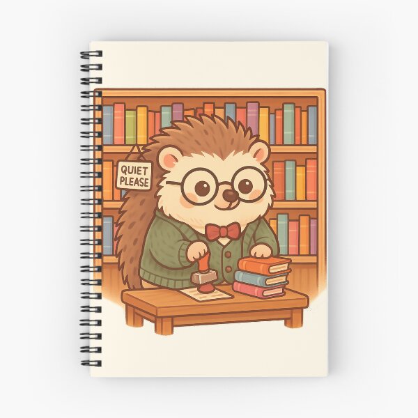 Item preview, Librarian Hedgehog – Kawaii Book Lover with Glasses designed and sold by LuKreate.