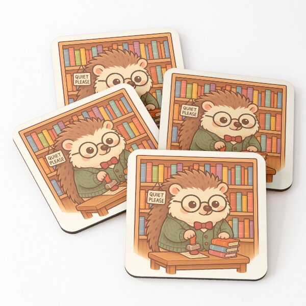 Item preview, Librarian Hedgehog – Kawaii Book Lover with Glasses designed and sold by LuKreate.