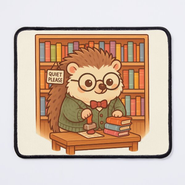 Item preview, Librarian Hedgehog – Kawaii Book Lover with Glasses designed and sold by LuKreate.