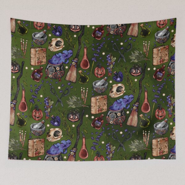 Item preview, Kitchen Witch Green background designed and sold by JJLosh.