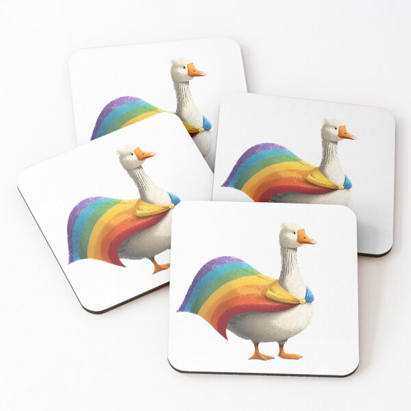 Item preview, Silly Goose in Rainbow Cape designed and sold by ColorFlowArt.
