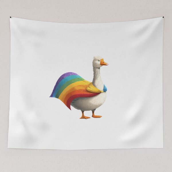 Item preview, Silly Goose in Rainbow Cape designed and sold by ColorFlowArt.