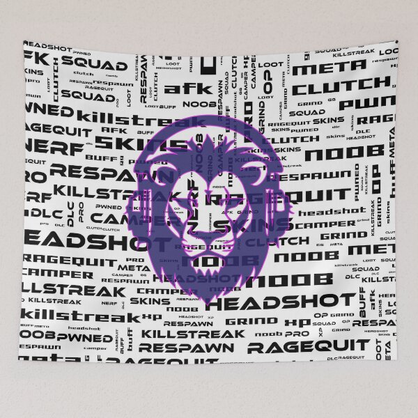Item preview, Gamer Word Cloud with Purple Lion Head in Headphones designed and sold by Shape & Words.