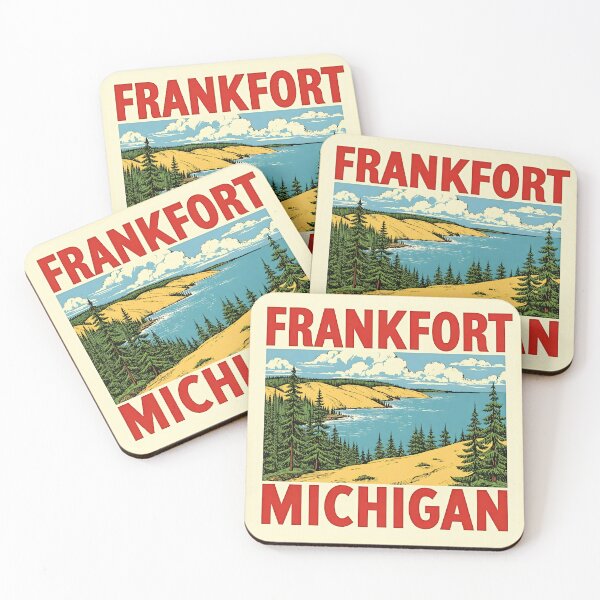 Item preview, Frankfort Michigan Vintage Travel Decal Sand Dunes designed and sold by TheOldMittenIllustrated.