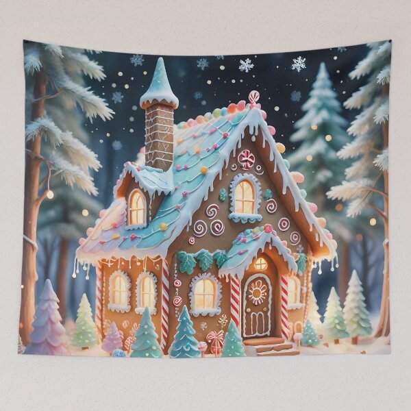 Item preview, Gingerbread House And Candy Cane In Teal designed and sold by debbiedwarika.
