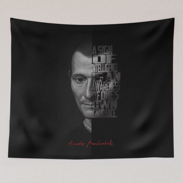 Item preview, Niccolò Machiavelli Black & White Half Portrait designed and sold by Enea Kelo.