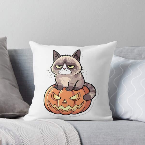 Item preview, Grumpy Cat on a Halloween Pumpkin designed and sold by FreshPrintCo.