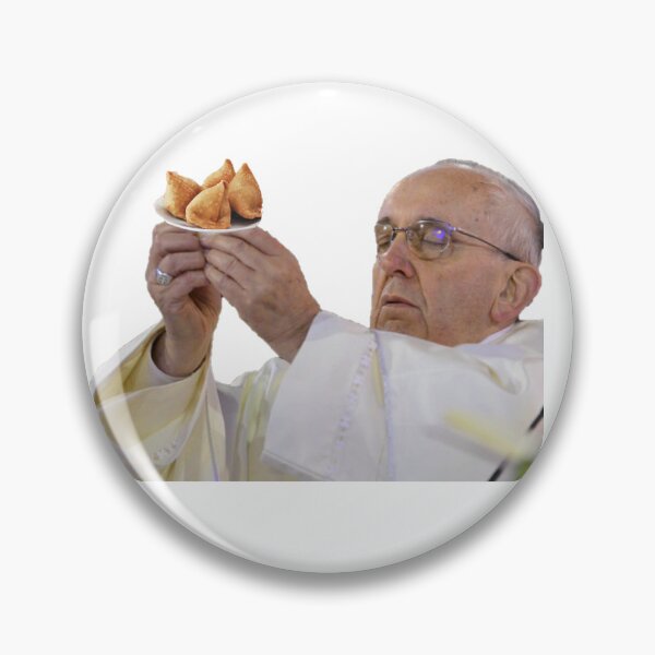 Item preview, Pope Francis holding samosa's designed and sold by Chill-Indian.