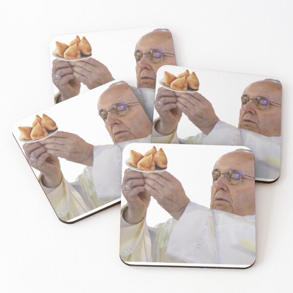 Item preview, Pope Francis holding samosa's designed and sold by Chill-Indian.
