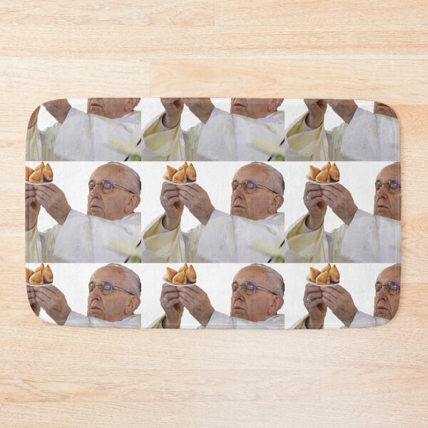 Item preview, Pope Francis holding samosa's designed and sold by Chill-Indian.