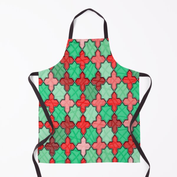 Item preview, Stained glass lattice with geometric pattern and red and green glass designed and sold by ReflectedCrafts.