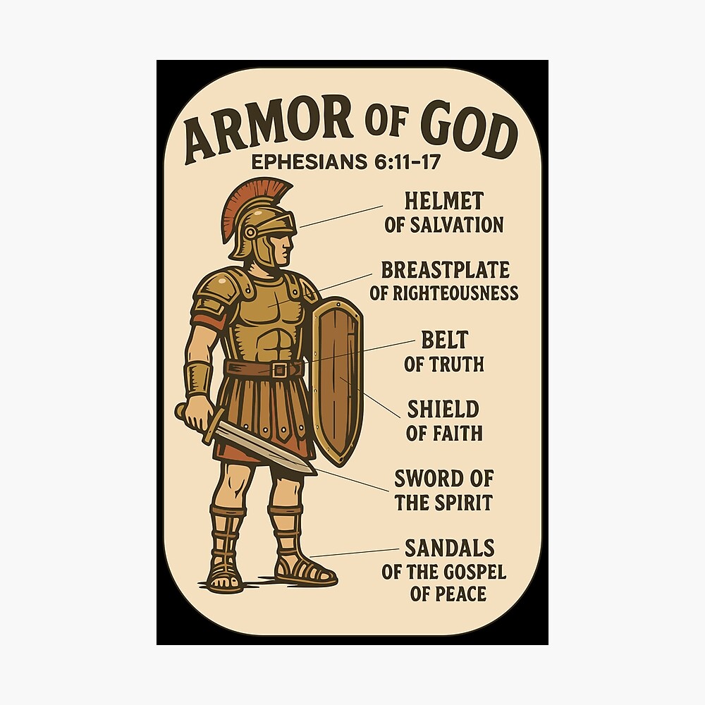 "Armor of God – Ephesians 6:11-17" Christian Soldier Poster