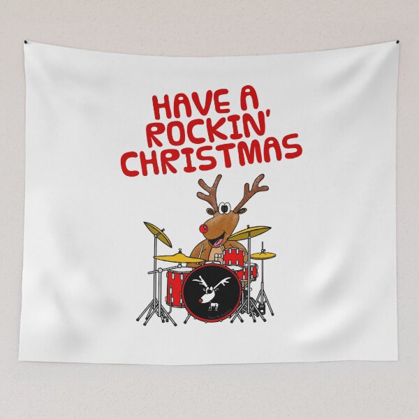 Item preview, Have A Rockin' Christmas Reindeer Playing Drums designed and sold by doodlerob.