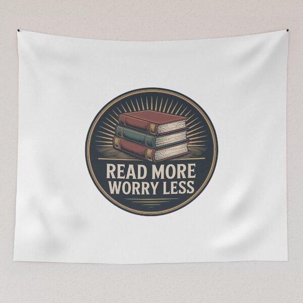 Item preview, Read More Worry Less Retro Book Badge designed and sold by MagicWander.