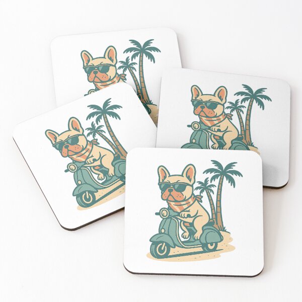 Item preview, Frenchie on a Scooter – Retro Palm Beach Badge designed and sold by EnvyCartelShop.