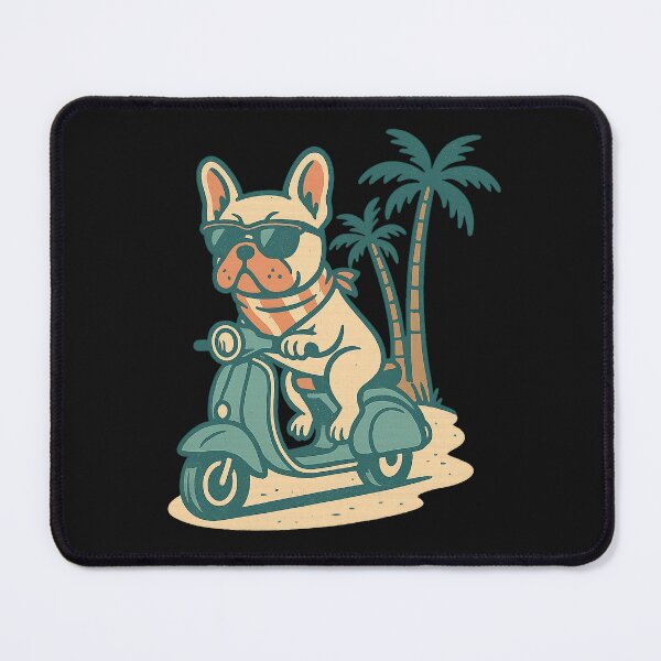 Item preview, Frenchie on a Scooter – Retro Palm Beach Badge designed and sold by EnvyCartelShop.