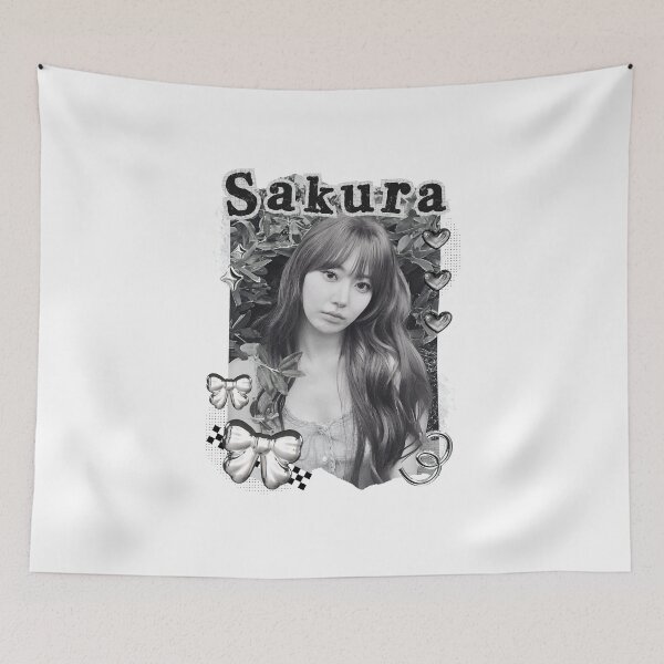 Item preview, Le Sseraf1m Sakura Kpop Girl Group Black and White Collage Design designed and sold by AJUNICE STUDIO.