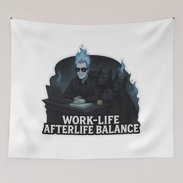 Item preview, Work-Life Afterlife Balance - Hades Humor designed and sold by Cheerioza.
