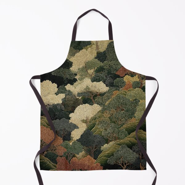 Item preview, Japanese green Forest Painting Autumn Art Japandi Wall Art maximalist Art Nouveau Botanical Print designed and sold by regnumsaturni.