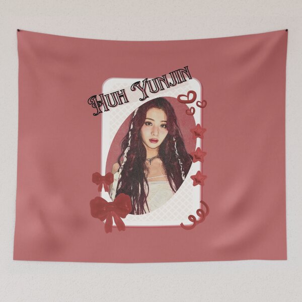 Item preview, Le Sseraf1m Huh Yunjin Kpop Girl Group Card Red Aesthetic Collage Design designed and sold by AJUNICE STUDIO.