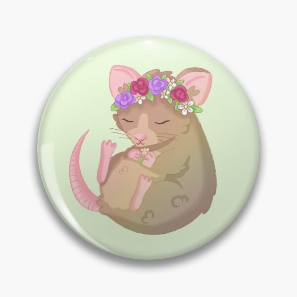 Item preview, Kawaii Sleepy Brown Rat With Flower Crown designed and sold by casserolestan.