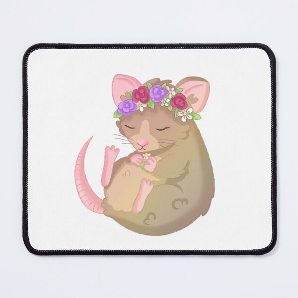 Item preview, Kawaii Sleepy Brown Rat With Flower Crown designed and sold by casserolestan.