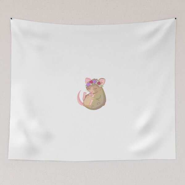 Item preview, Kawaii Sleepy Brown Rat With Flower Crown designed and sold by casserolestan.