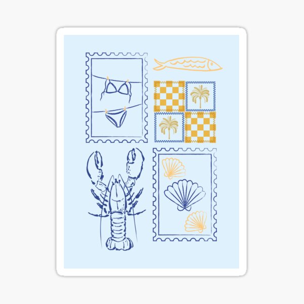 Item preview, Blue and Yellow Beach Postcard Print designed and sold by nataliecordero.